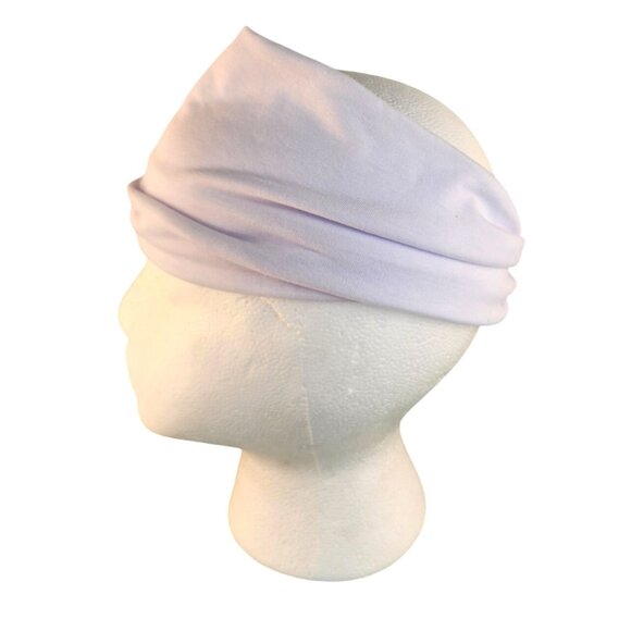White Knit Headwrap Hairband Soft Stretchy Headband Fabric Unisex Sweatband - Picture 3 of 6